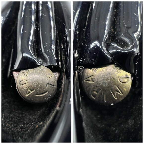 Vintage Black Patent Vinyl Clutch Bag Chain Strap Retro Purse - Picture 2 of 9